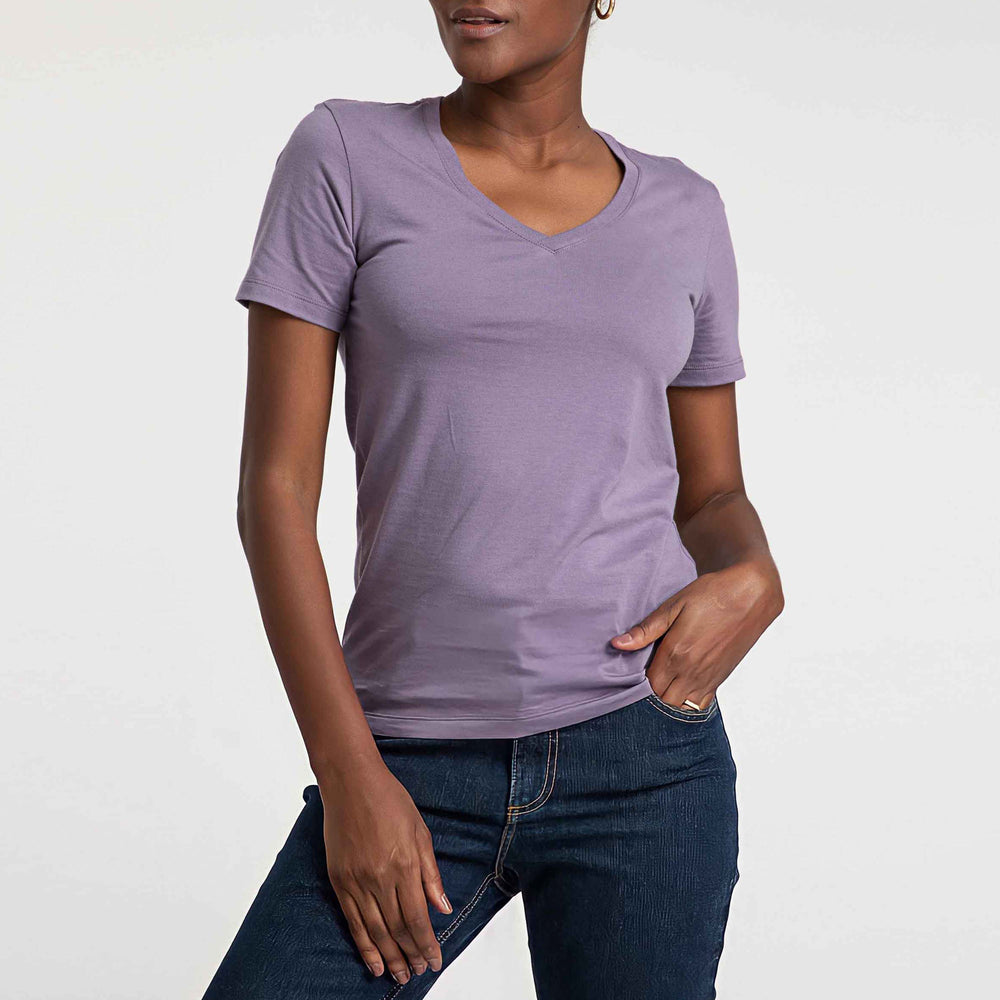 Camiseta Pima Gola V Feminina | Life Collection - Roxo Ametista