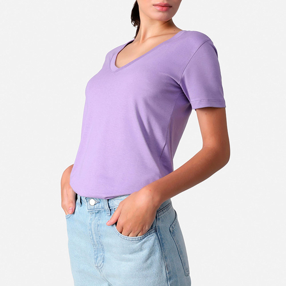 Camiseta Pima Gola V Feminina | Life Collection - Lilás