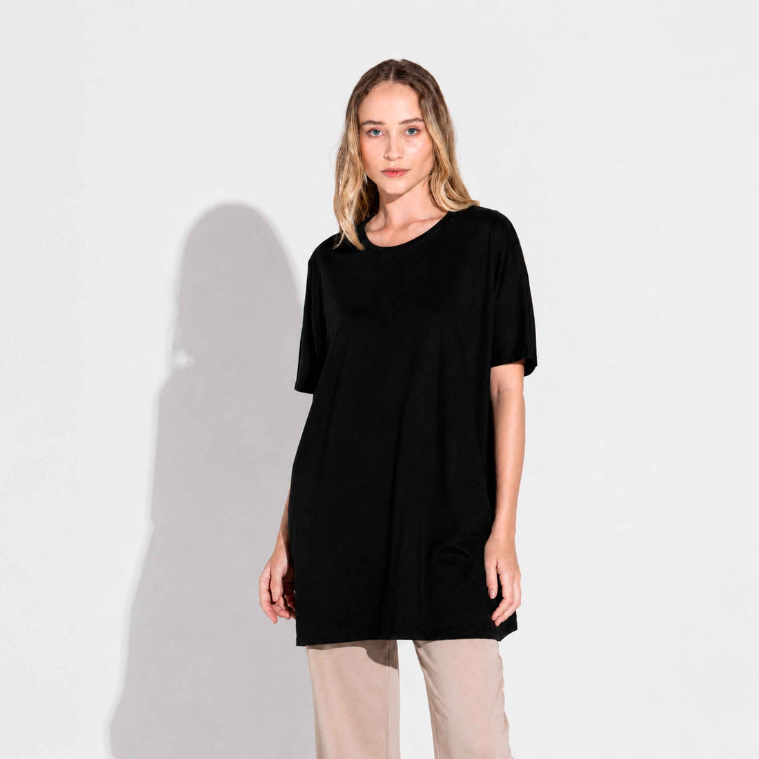 Camiseta Pima Oversized Feminina - Preto