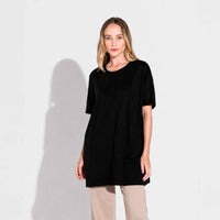 Camiseta Pima Oversized Feminina - Preto