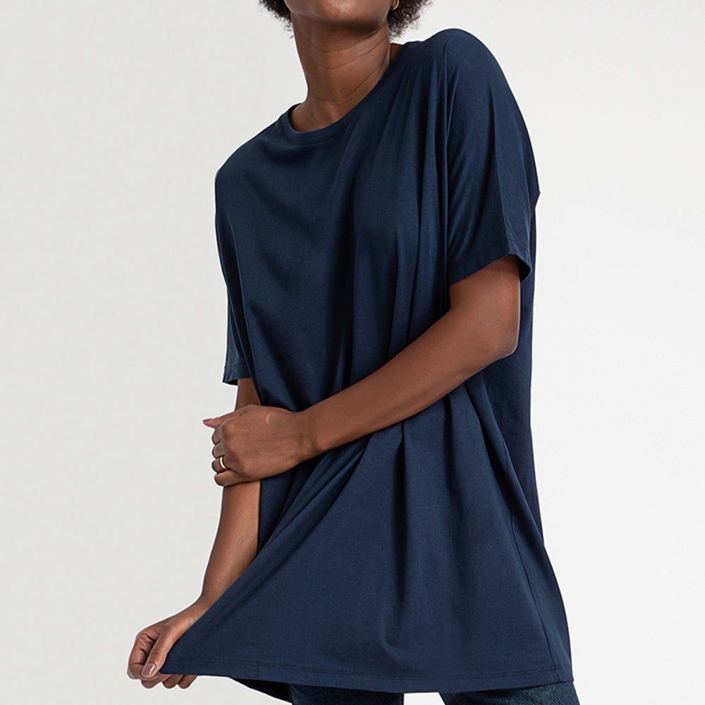 Camiseta Pima Oversized Feminina | Life Collection - Azul Marinho