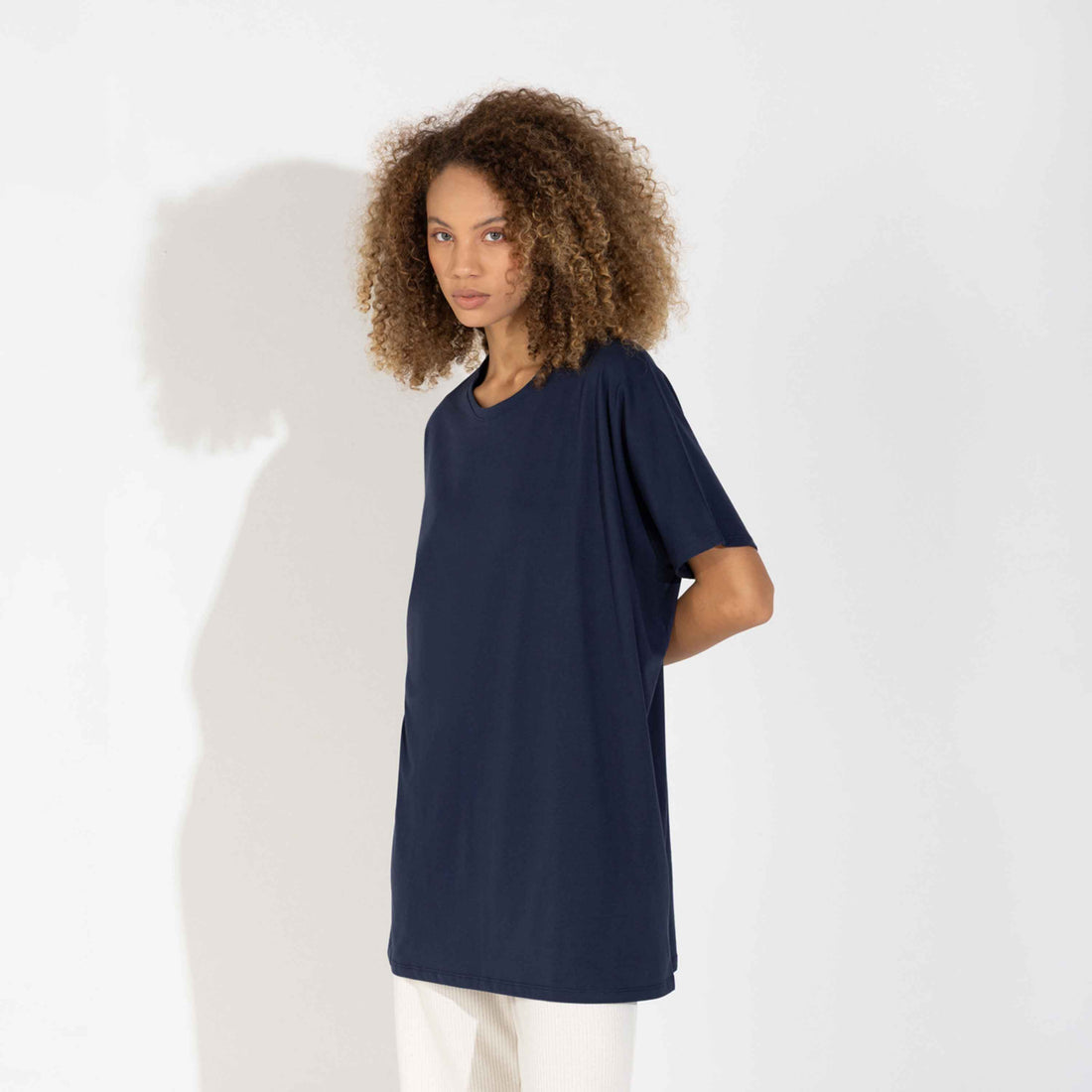 Camiseta Pima Oversized Feminina | Life Collection - Azul Marinho