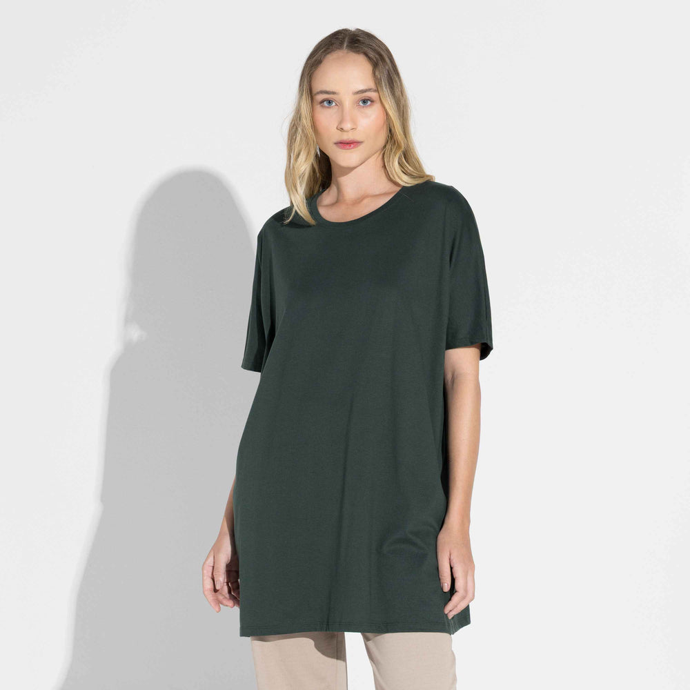 Camiseta Pima Oversized Feminina | Life Collection - Verde Cedro