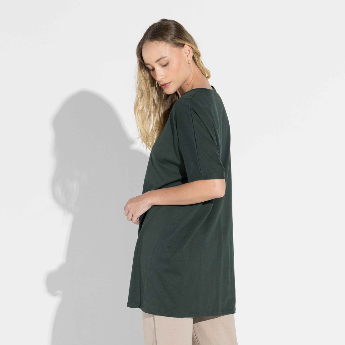 Camiseta Pima Oversized Feminina | Life Collection - Verde Cedro