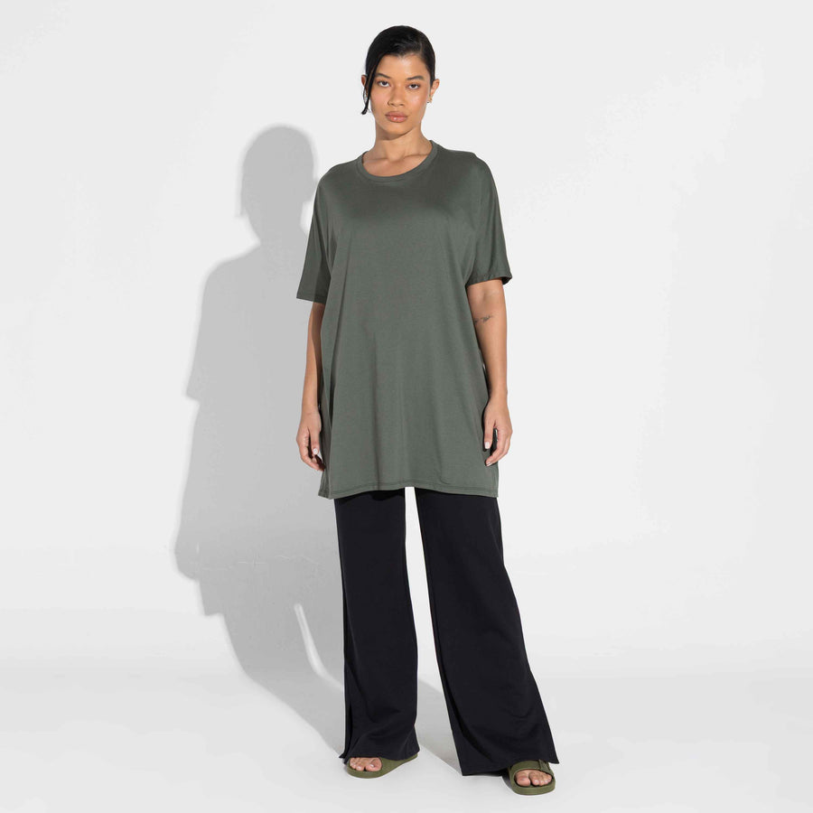 Camiseta Pima Oversized Feminina | Life Collection - Verde Figo