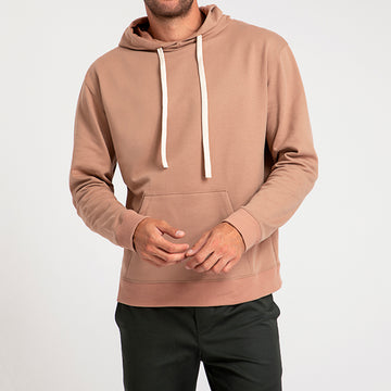 Blusão Moletom Com Capuz Masculino - Bege Médio