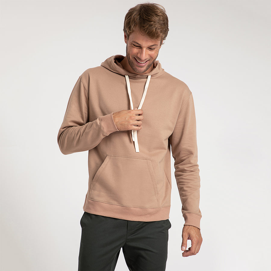 Blusão Moletom Com Capuz Masculino - Bege Médio