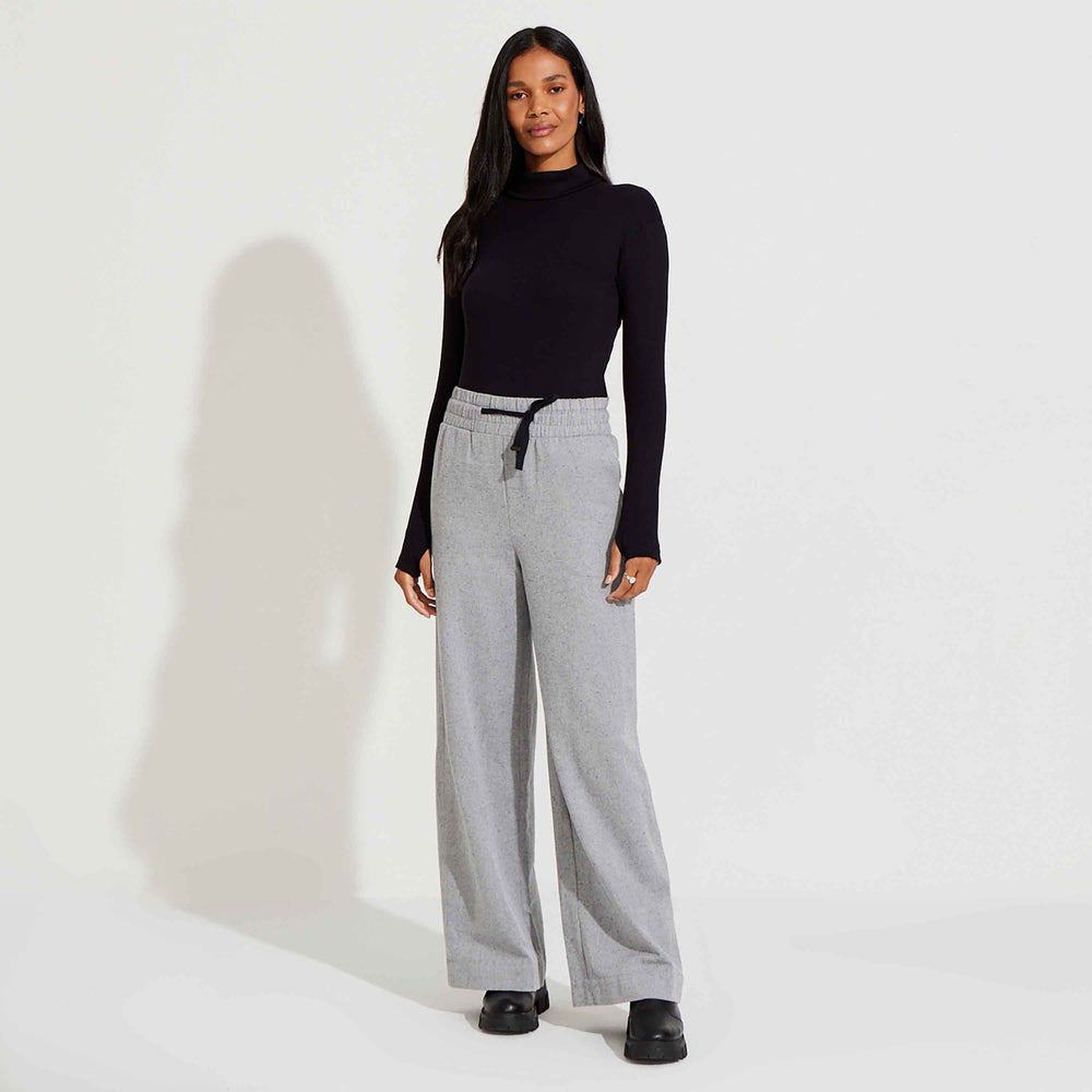 Blusa Canelado Algodão Gola Rolê Feminina - Preto