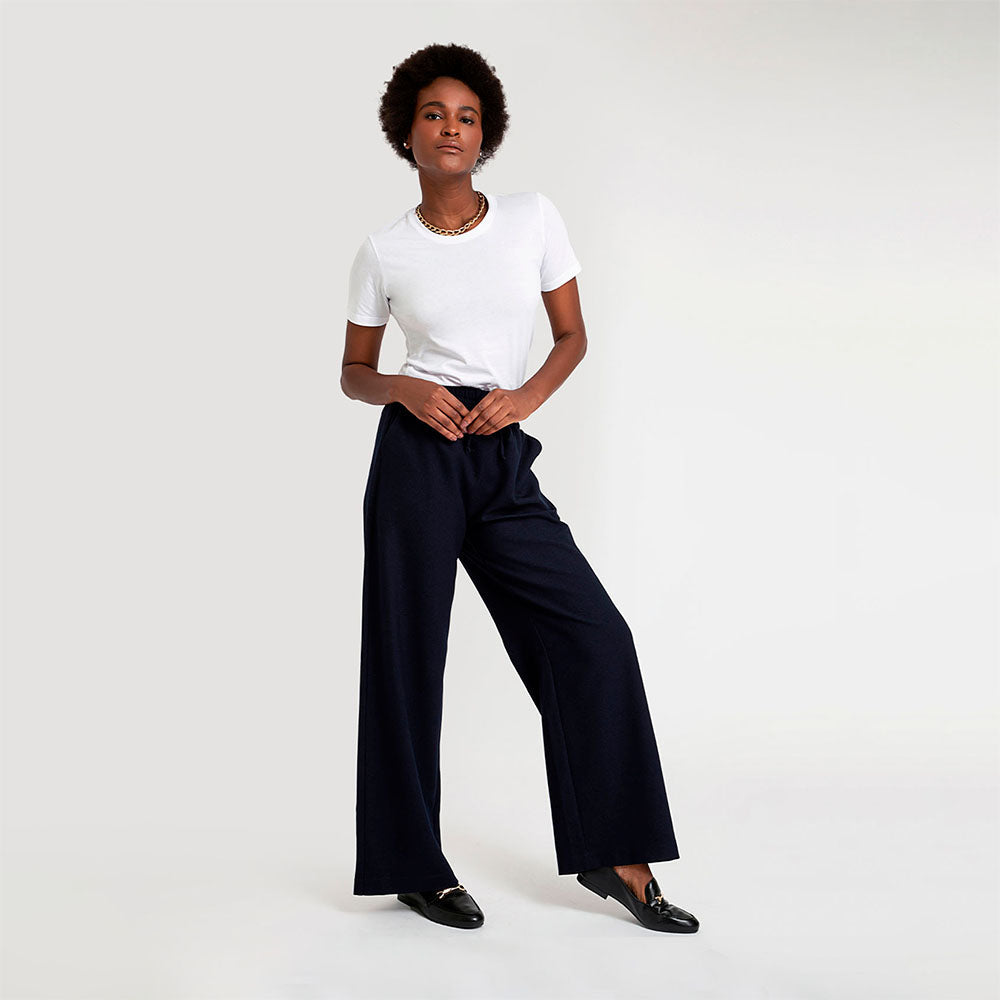 Calça Wide Alfaiataria - Azul Marinho