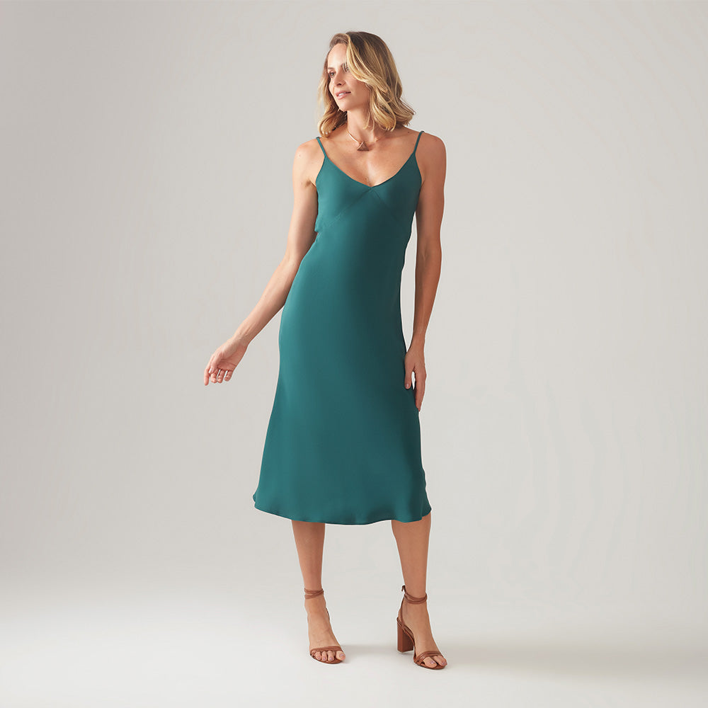 Vestido Slip Recortes - Verde