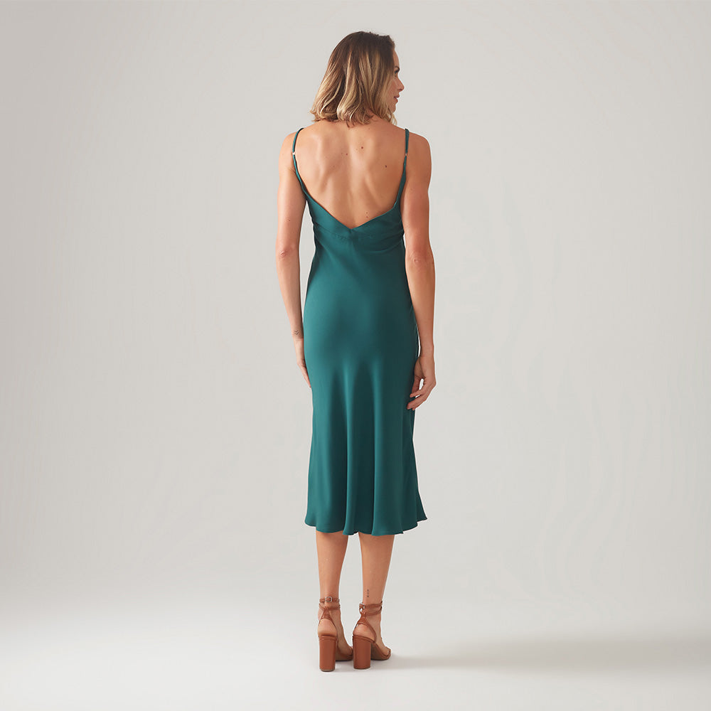 Vestido Slip Recortes - Verde