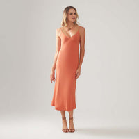 Vestido Slip Recortes - Laranja