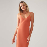 Vestido Slip Recortes - Laranja