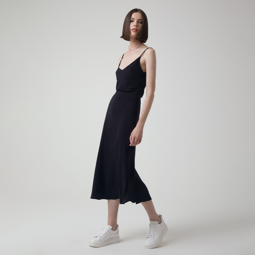 Saia Midi Evasê - Preto