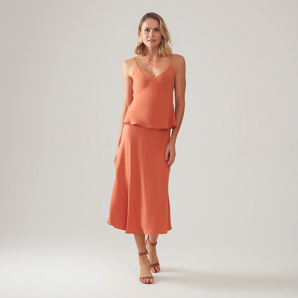 Saia Midi Evasê - Laranja