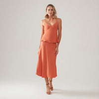 Saia Midi Evasê - Laranja