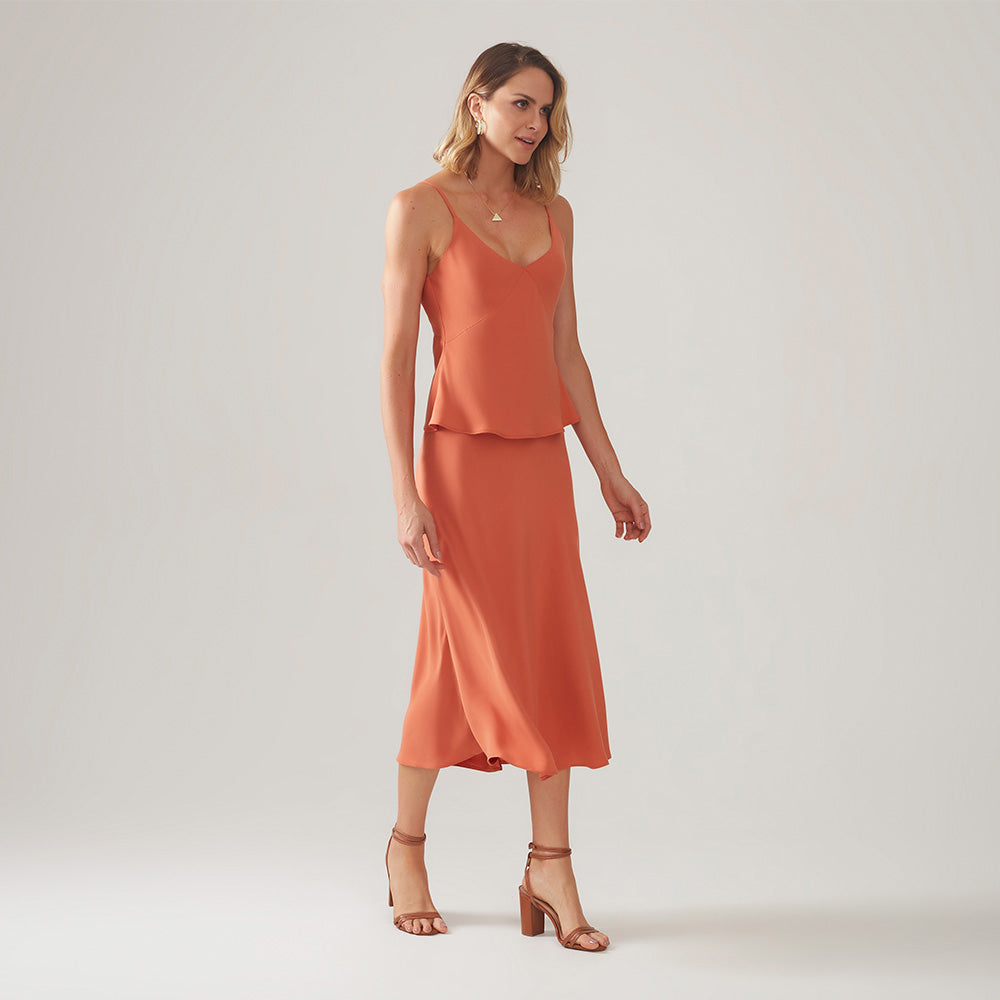 Saia Midi Evasê - Laranja