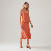 Saia Midi Evasê - Laranja