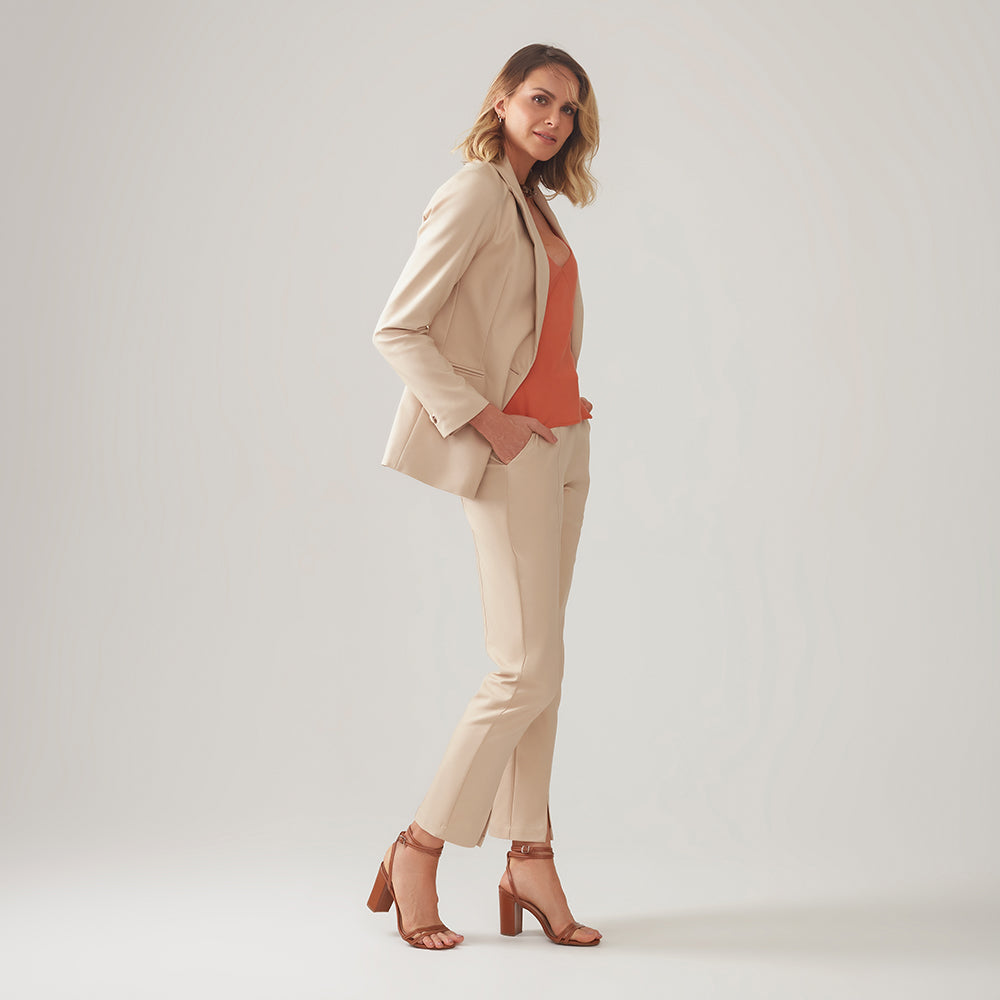 Blazer Clássico Acinturado - Bege