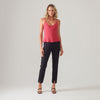 Calça Reta Fenda Feminina - Preto