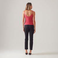 Calça Reta Fenda Feminina - Preto