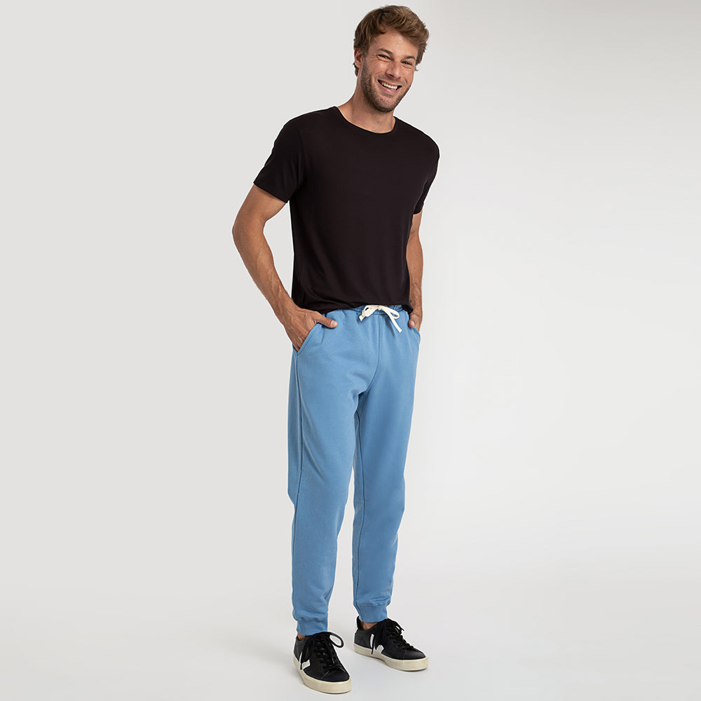 Calça Jogger de Moletom Masculina - Azul Celeste