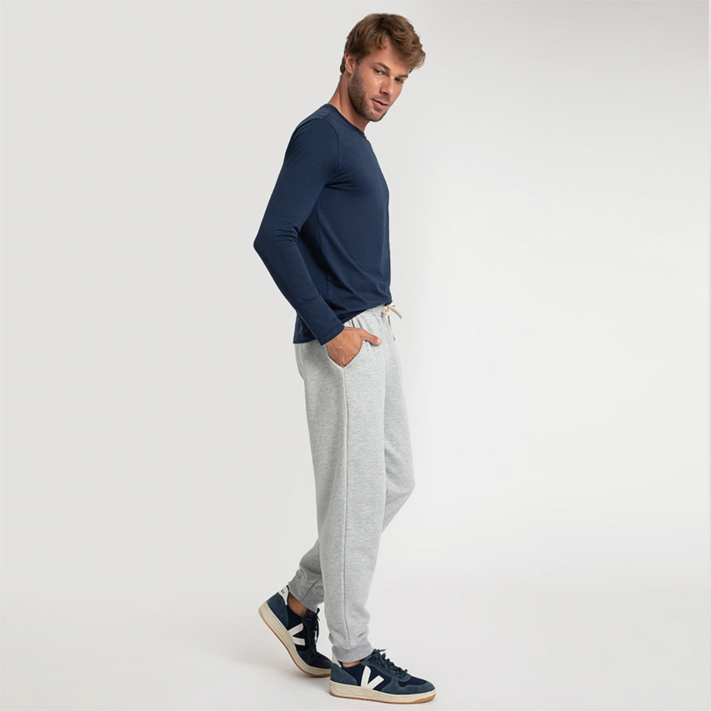 Calça Jogger de Moletom Masculina - Mescla Claro