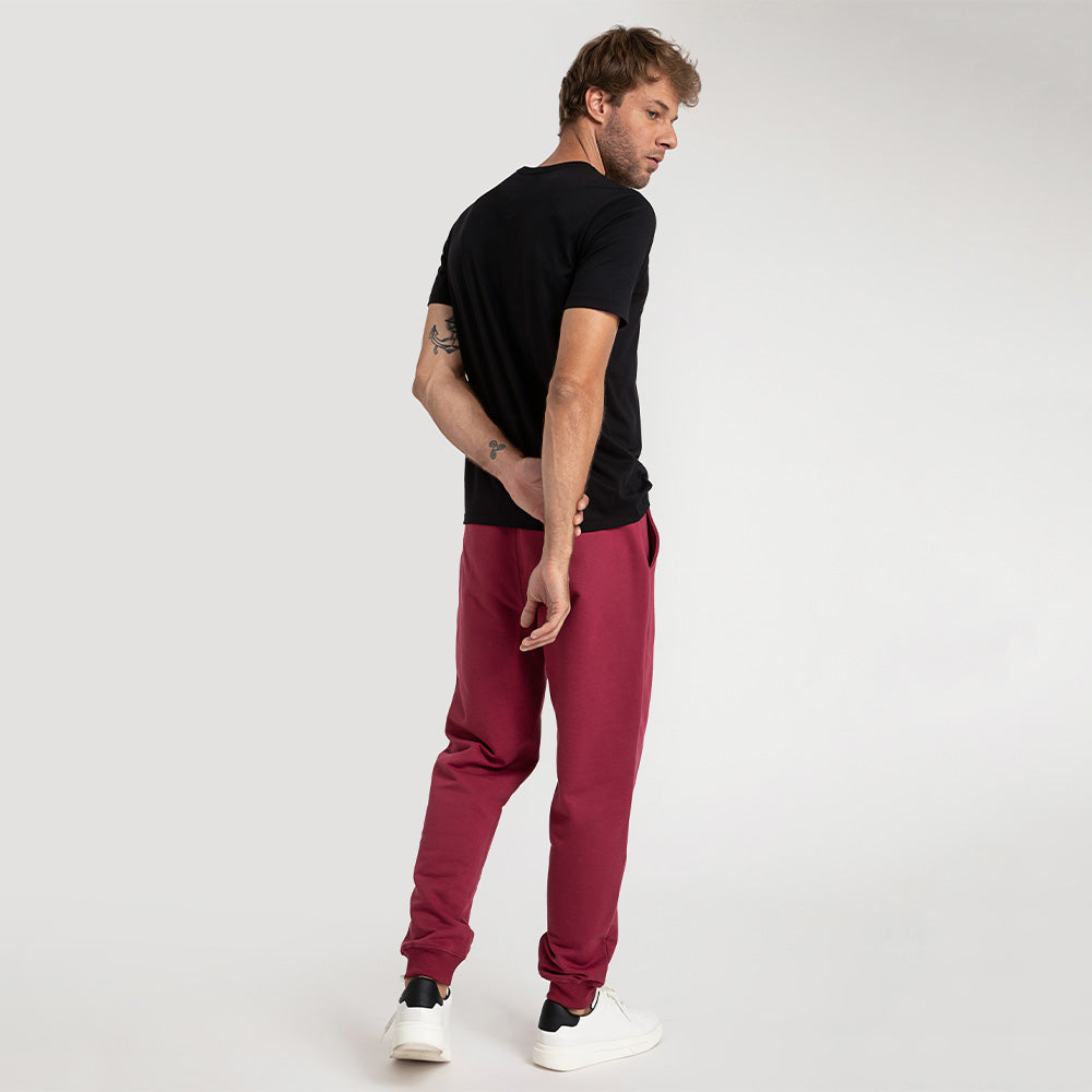 Calça Jogger de Moletom Masculina - Tinto
