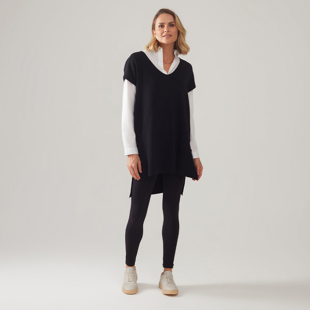 Colete Tricot Decote V - Preto