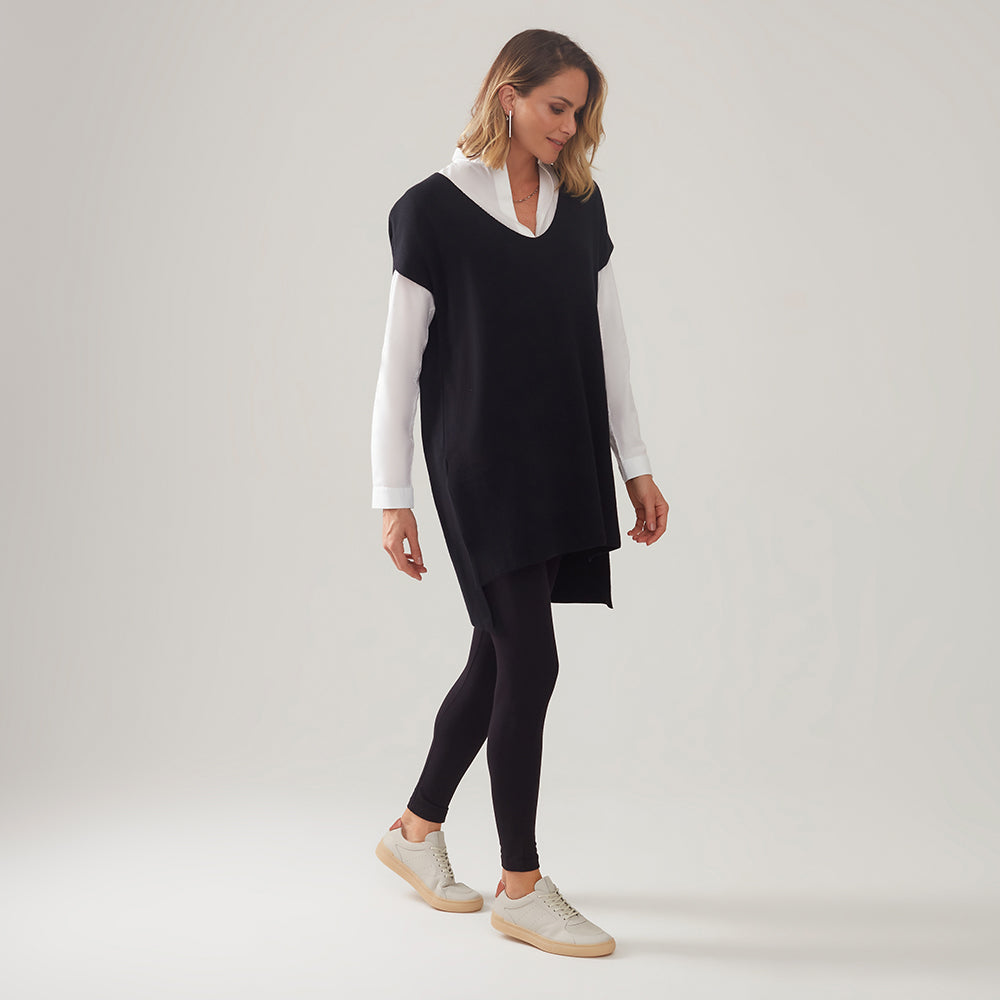 Colete Tricot Decote V - Preto