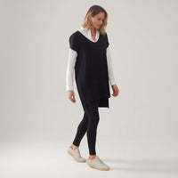 Colete Tricot Decote V - Preto