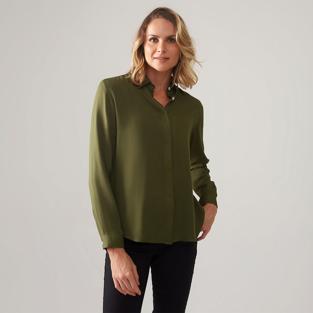 Camisa Viscose Feminina - Verde Militar