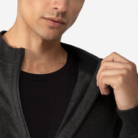 Suéter Tricot Algodão Zíper Masculino - Mescla Escuro