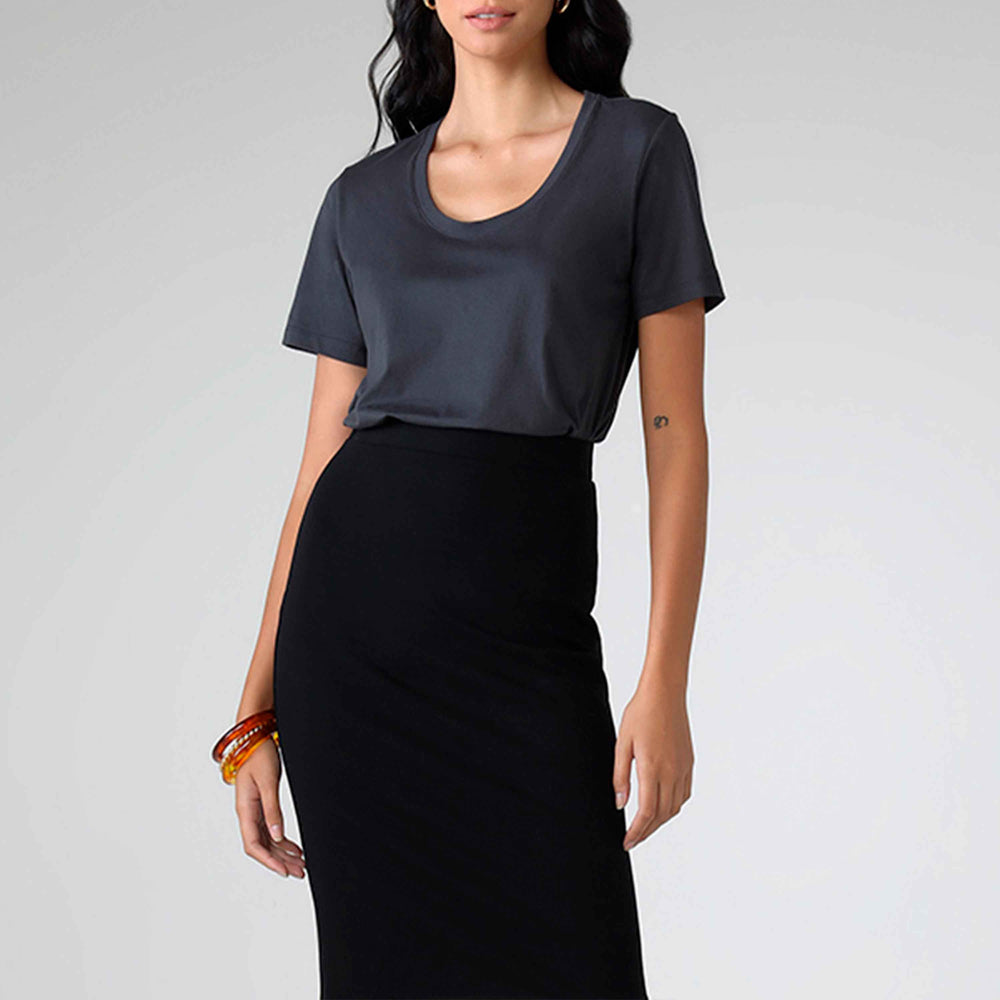 Saia Midi Malha Estruturada - Preto