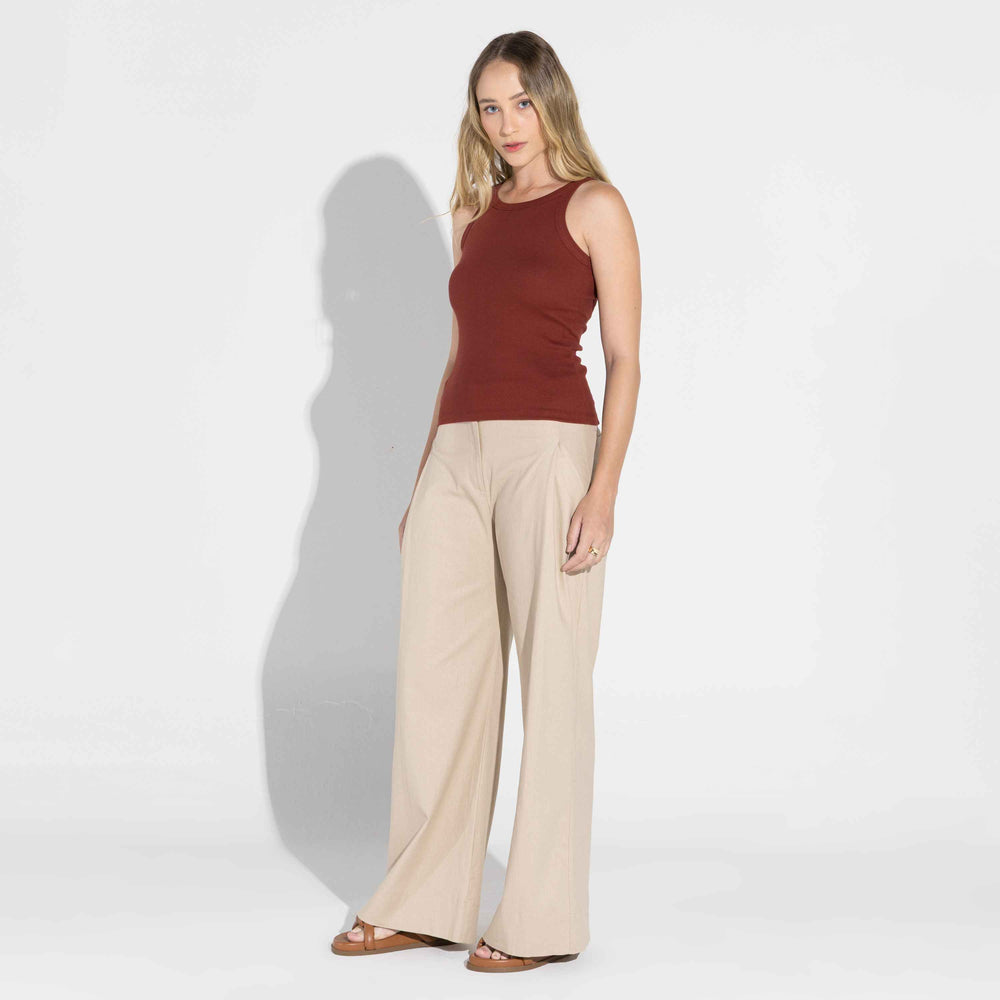 Regata Canelada Algodão Feminina - Vermelho Cabernet