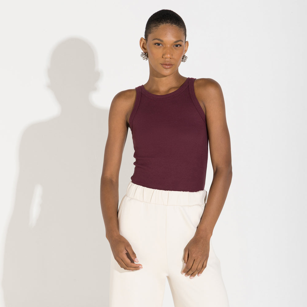 Regata Canelada Algodão Feminina - Roxo Amoreira