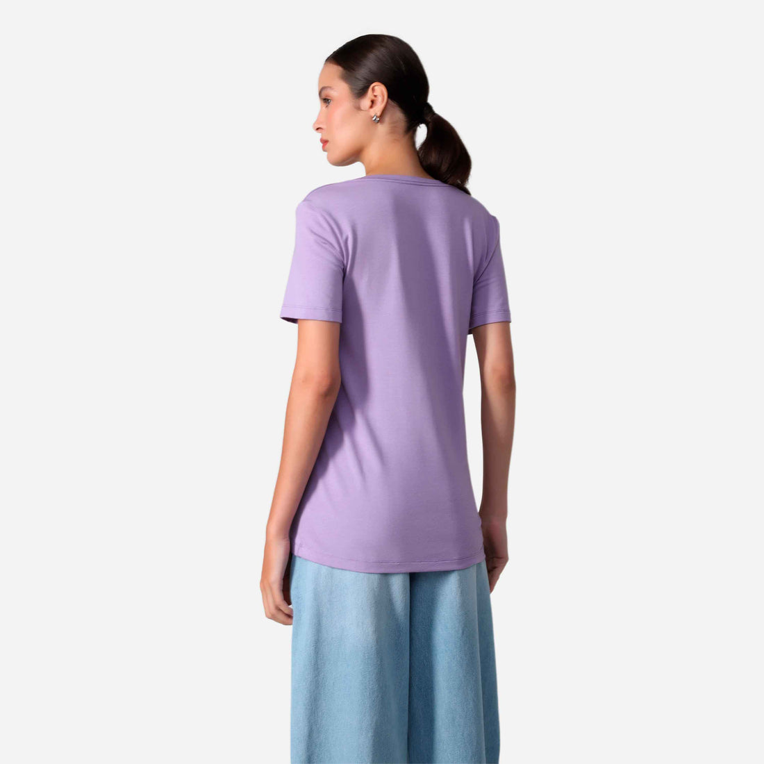 Camiseta Algodão Premium Gola U Feminina | Everyday Collection - Lilás