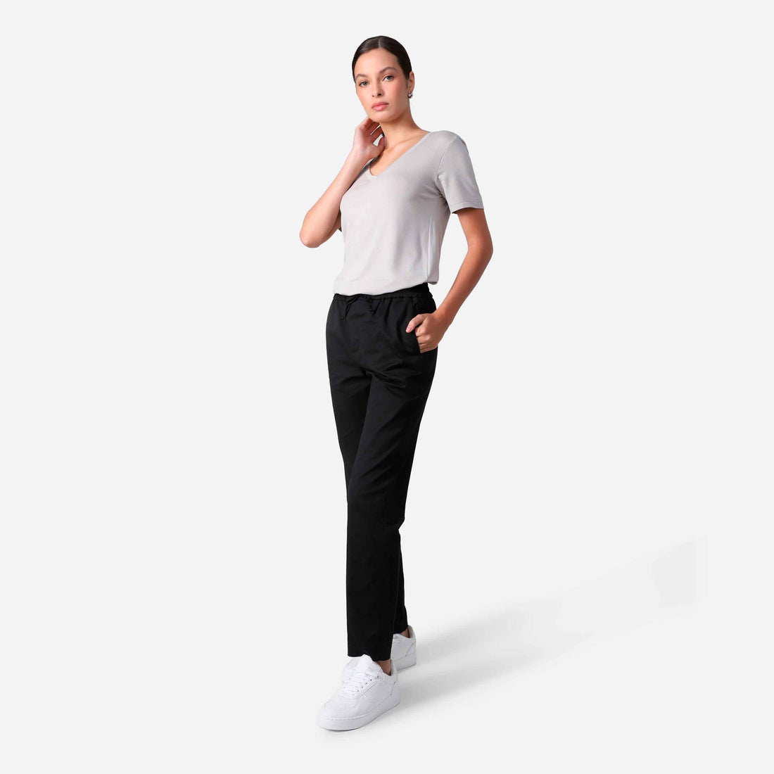 Tech T-Shirt Modal V Premium Feminina | Basico.com - Cinza Claro