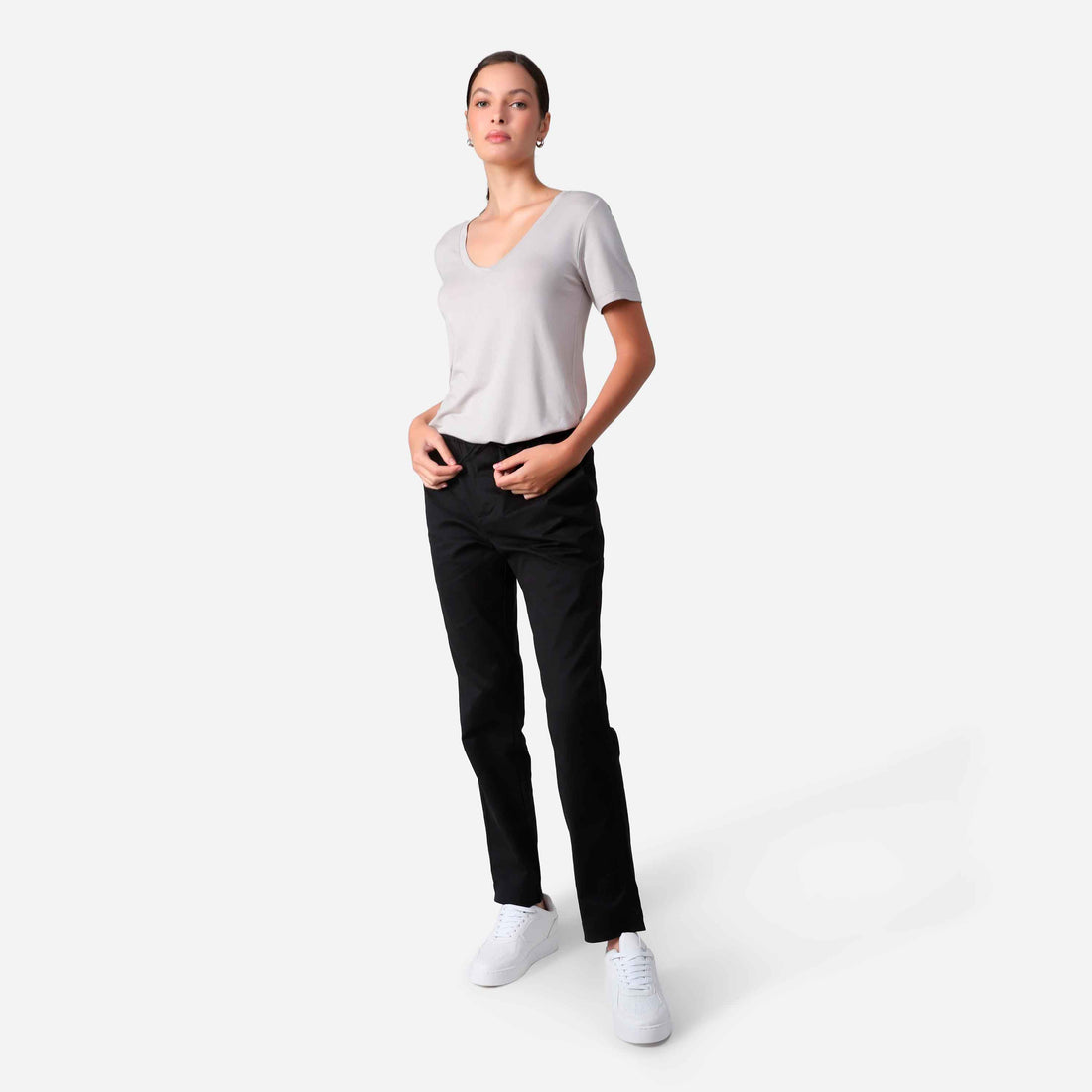 Tech T-Shirt Modal V Premium Feminina | Basico.com - Cinza Claro