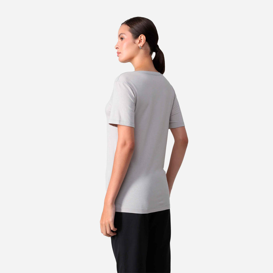 Camiseta Algodão Premium Gola U Feminina | Everyday Collection - Cinza Claro