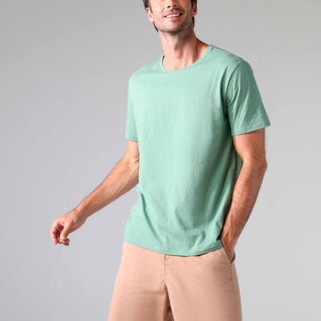 Camiseta Malha Linho Masculina - Verde Oliva