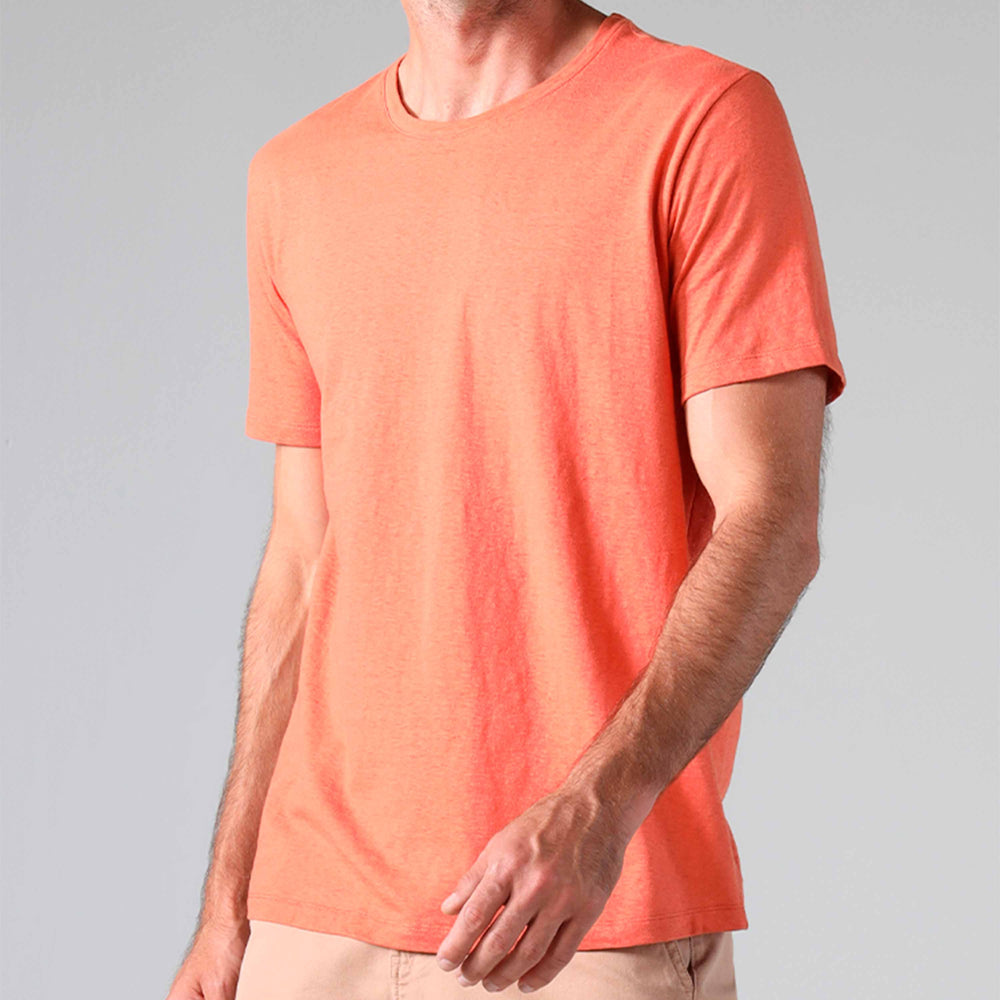 Camiseta Malha Linho Masculina - Laranja Telha