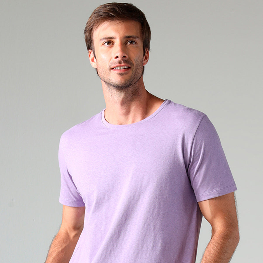 Camiseta Malha Linho Masculina - Lilás