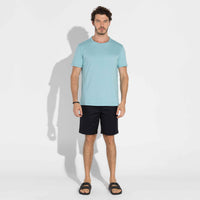 Camiseta Malha Linho Masculina - Azul Turquesa