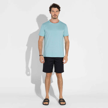 Camiseta Malha Linho Masculina - Azul Turquesa