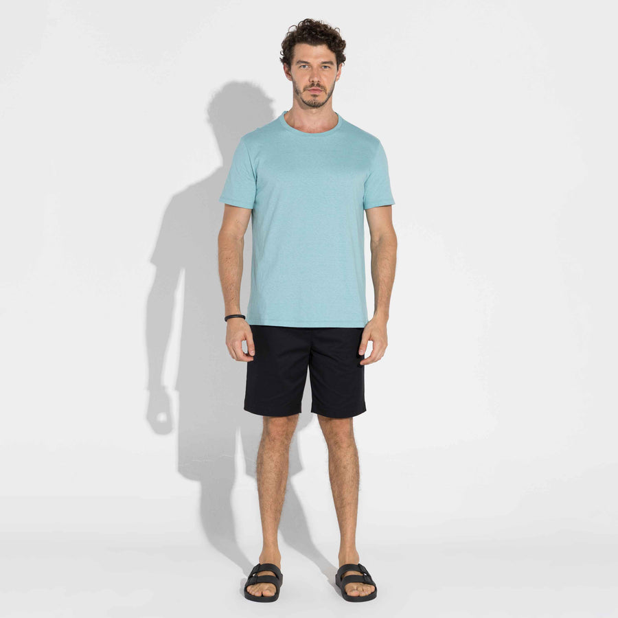 Camiseta Malha Linho Masculina - Azul Turquesa