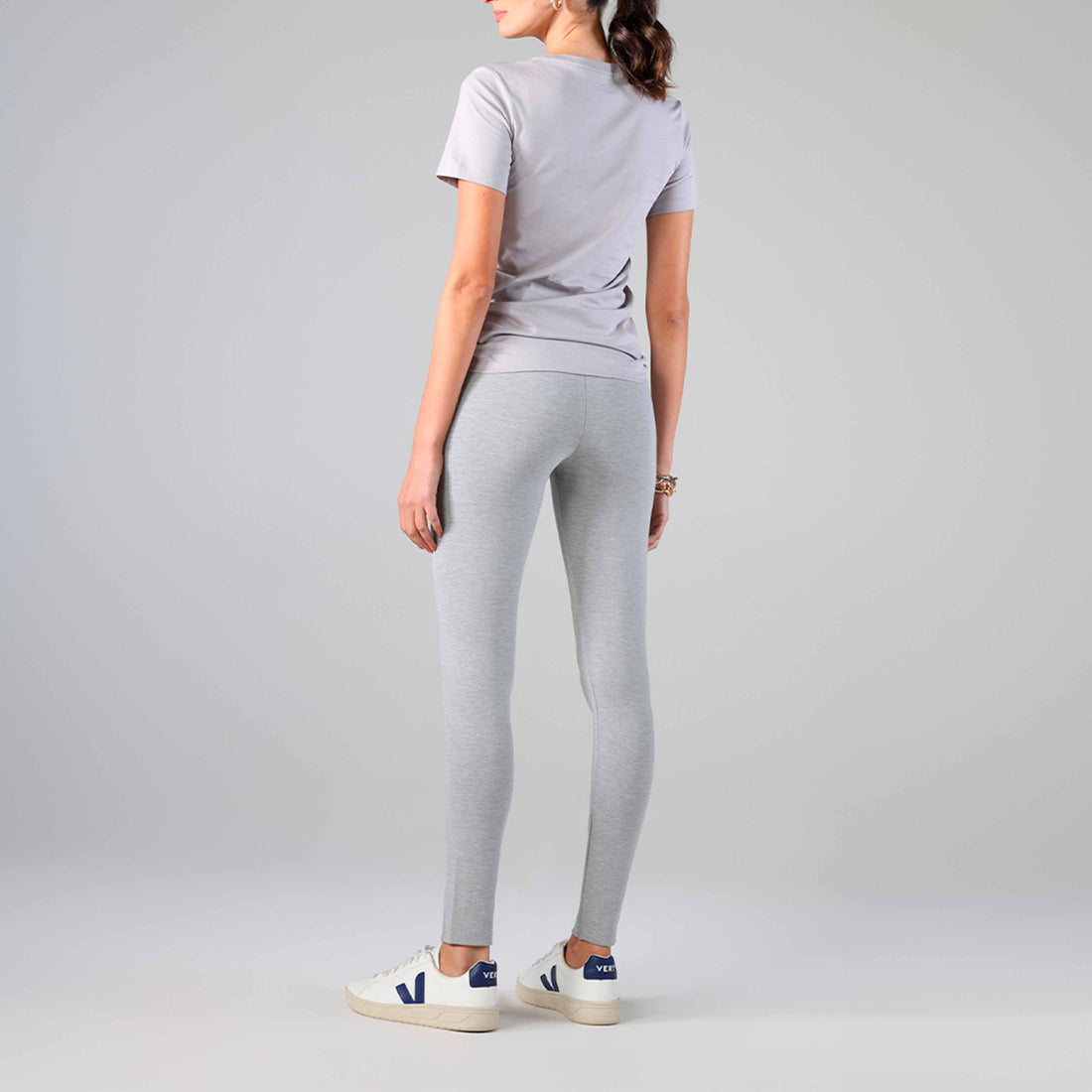 Calça Legging Malha Estruturada - Mescla Claro