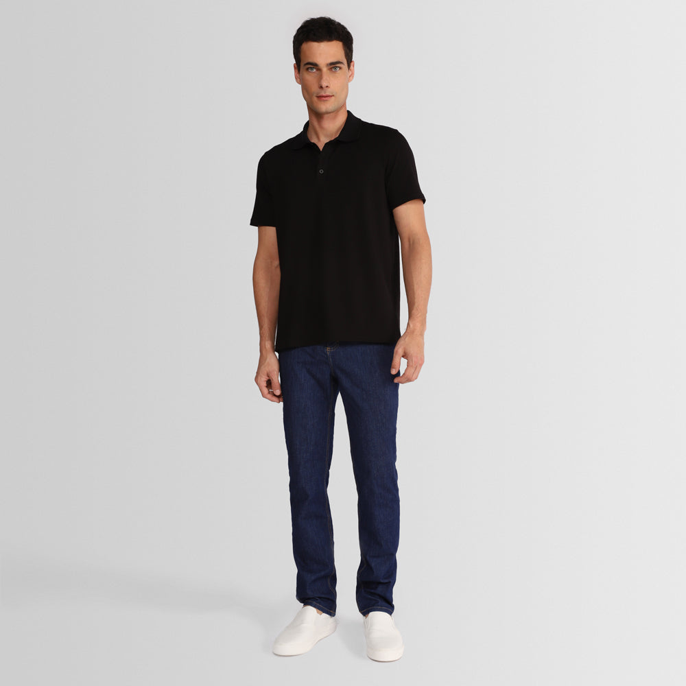Polo Pima Masculina - Preto