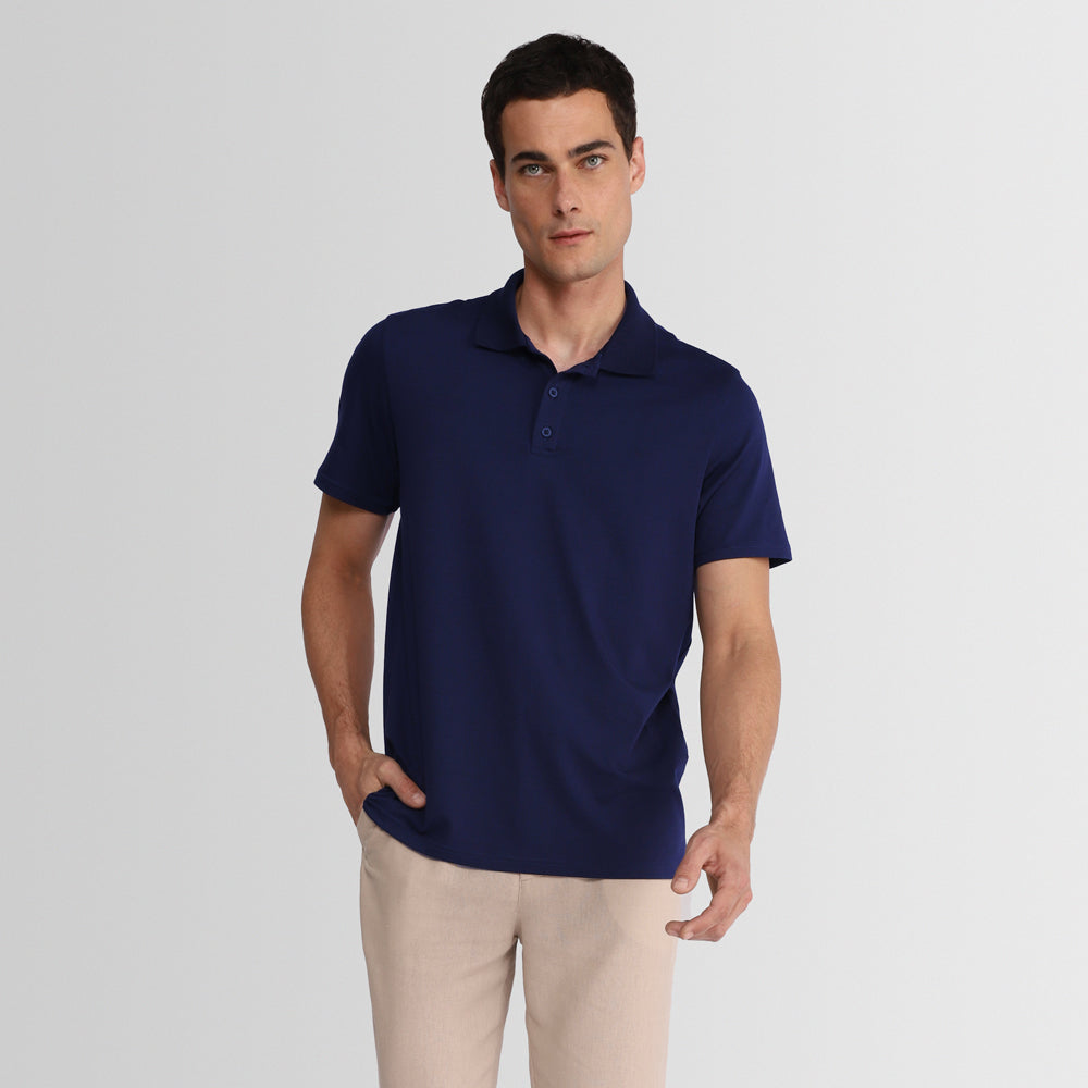 Polo Pima Masculina - Azul Marinho