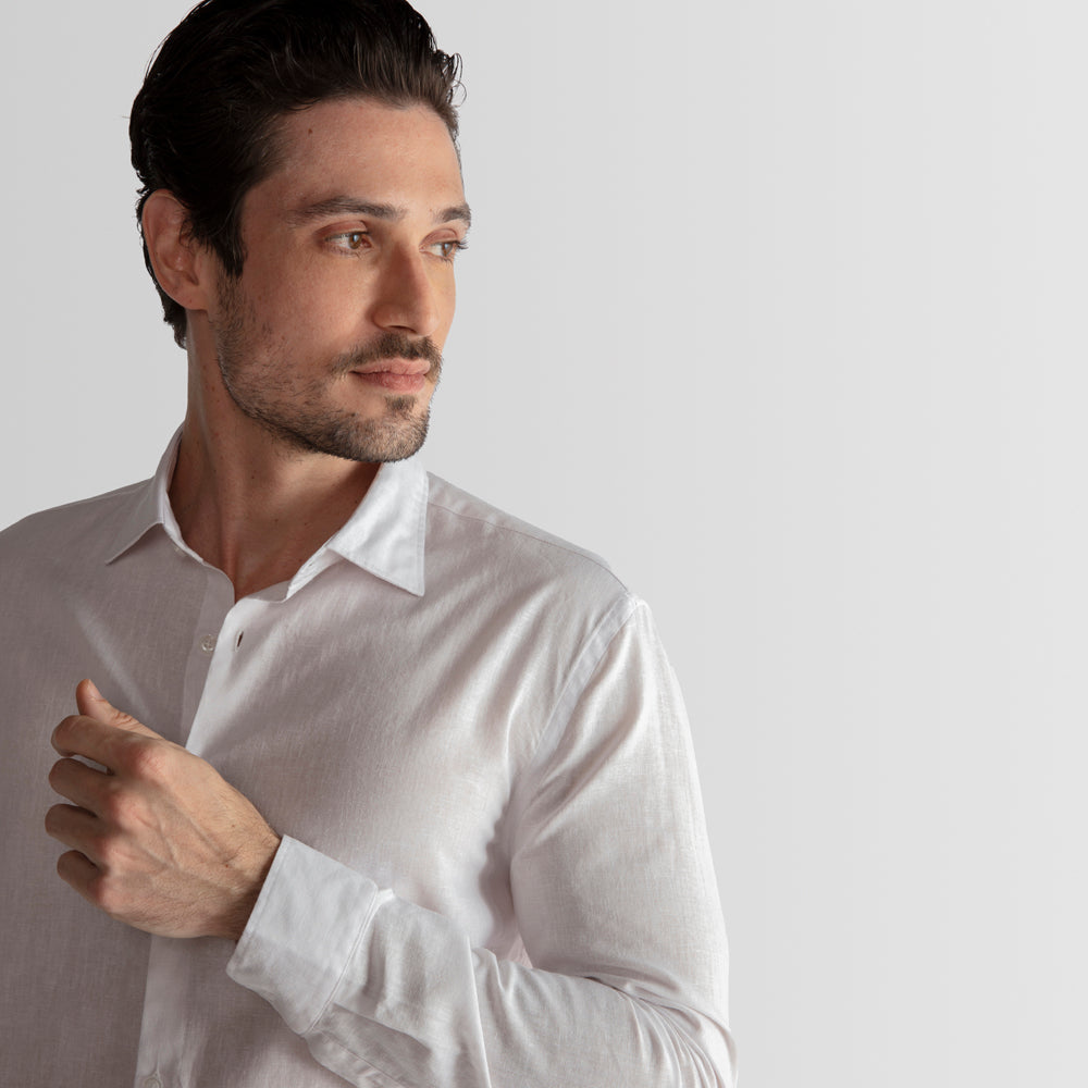 Camisa Linho Blend Masculina - Branco